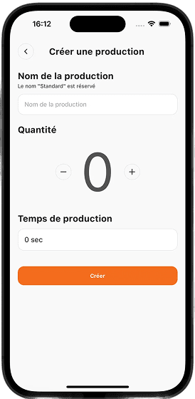 Interface de production Recepta